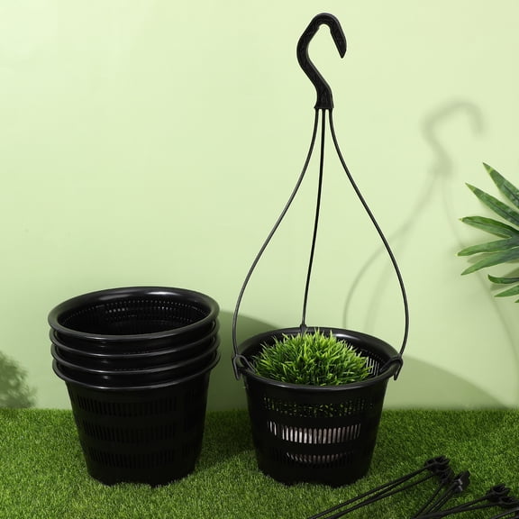 NIAIZEK 5-Pack Plastic Hanging Flower Pots with Drainage Holes for Orchids, Balcony, Garden, Indoor Plant Containers 17.72x6.3x6.3in
