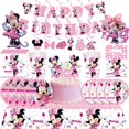 thumbnail image 3 of Disney-suministros de fiesta de cumpleaños con tema de Minnie Mouse, color rosa, taza, plato, globo, decoración de fiesta de cumpleaños para niños y niñas, vajilla desechable, 3 of 4