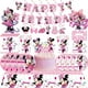 thumbnail image 3 of Disney-suministros de fiesta de cumpleaños con tema de Minnie Mouse, color rosa, taza, plato, globo, decoración de fiesta de cumpleaños para niños y niñas, vajilla desechable, 3 of 4