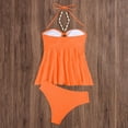 thumbnail image 4 of Womens Bandeau Tankinis Swimsuit 2 Piece Tummy Control Bathing Suit Full Coverage High Waisted Bikini Set Swim Suit Orange L, 4 of 8
