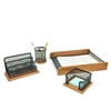 Mind Reader 4 PC Home and Office Wood Desk Supplies Organizer Set, Black/Wood