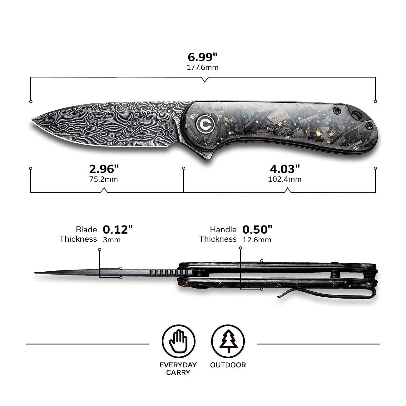 CIVIVI Pocket Knife Folding Knife Elementum C907C-DS1
