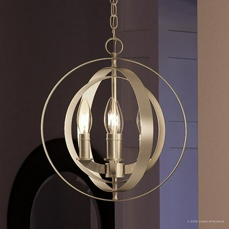 

Urban Ambiance Luxury Coastal Pendant Size: 11-3/4 H x 10-1/8 W with Transitional Style Elements Brushed Nickel Finish and Matching Shade UHP2320