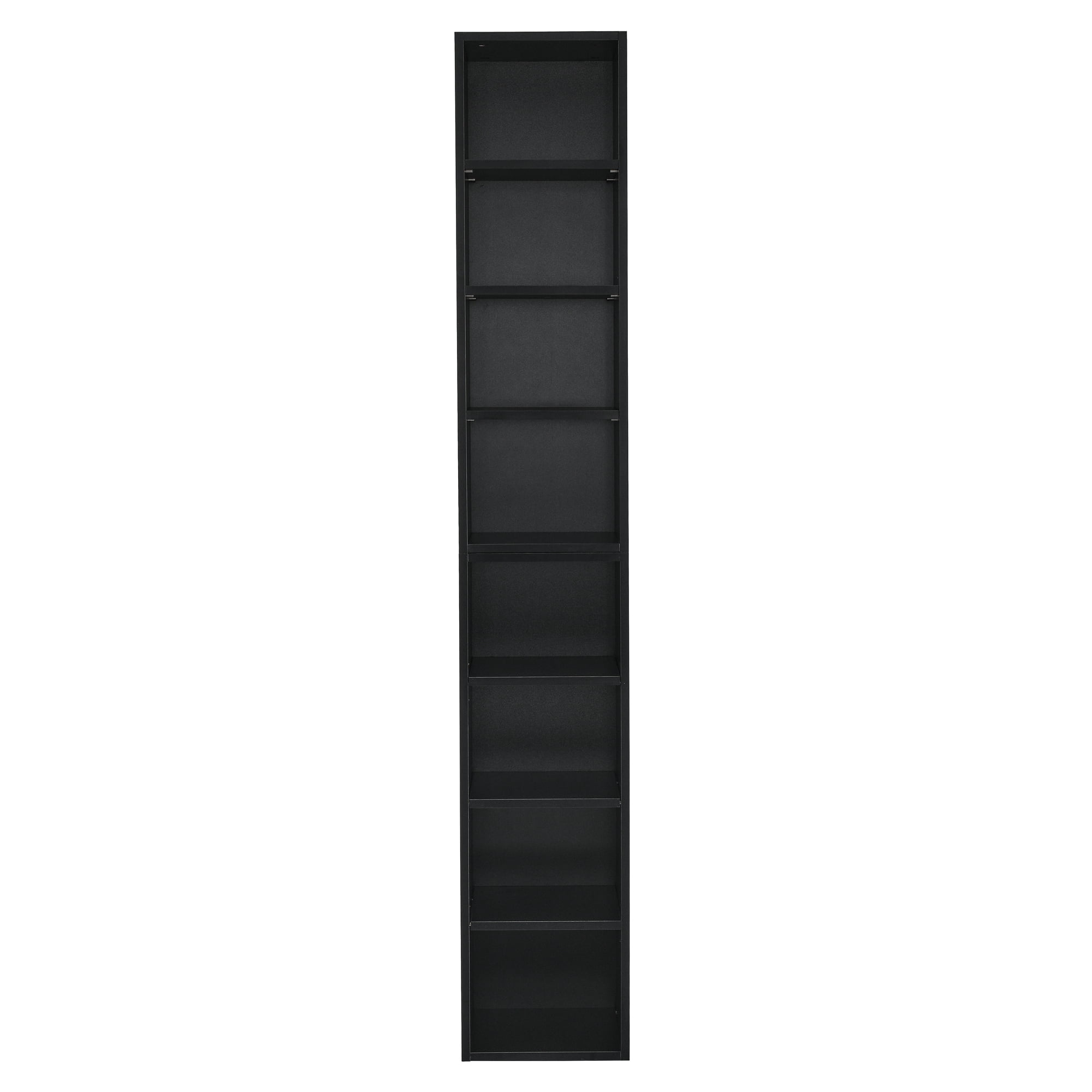 71''T Combined Book Shelf, Adjustable Narrow Storage Cabinet, Tower Display Rack for CD DVD Storage, Corner Wall Bookcase w/Adjustable Shelf, Black
