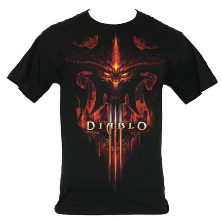 Diablo III 3 Mens T-Shirt - Emerging Demon Face Game Image (Best Items For Demon Hunter Diablo 3)