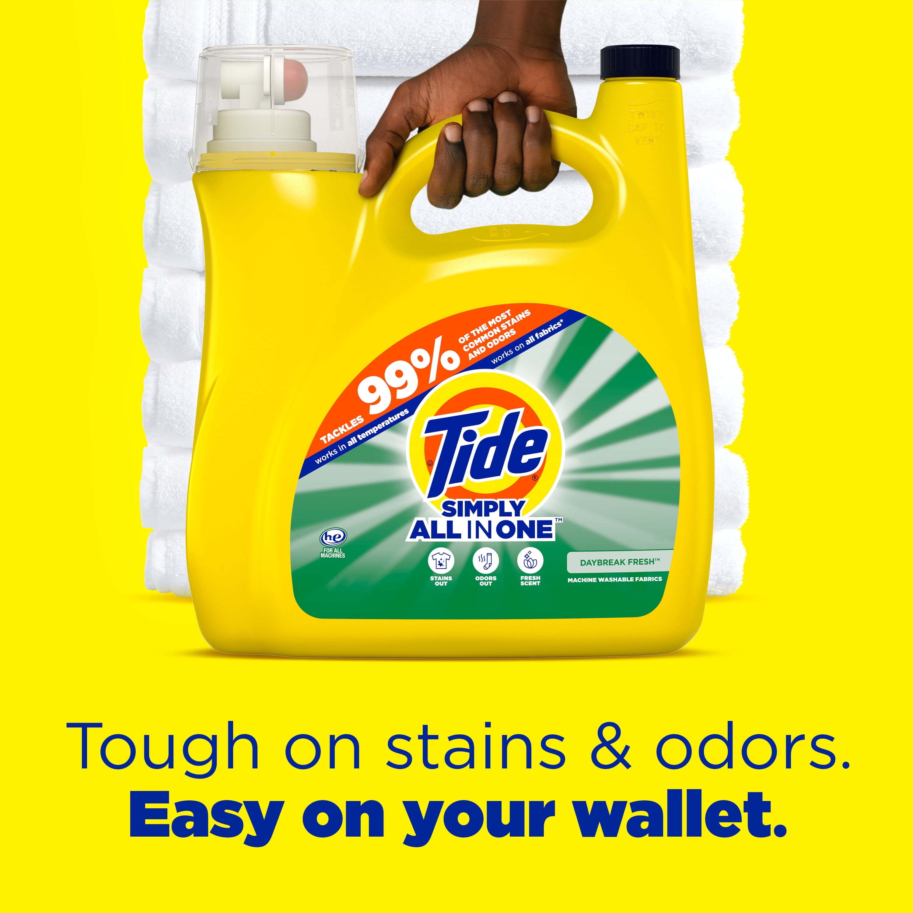 Tide Simply Liquid Laundry Detergent, Daybreak Fresh Scent, 168 fl oz, 128 Loads