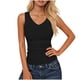 thumbnail image 1 of Mujeres Blusas de Verano sin Mangas Cuello en V Cuello Sólido Camiseta con Cojín de Pecho, Ligera Blusa Casual, 1 of 6