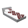 thumbnail image 2 of Ambesonne Tribal Fitted Sheet & Pillow Sham Set, Zig Zag Aztec Motif, Twin, Vermilion and White, 2 of 2