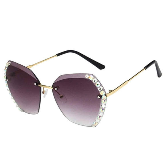 Lilgiuy Sunglasses for Women Fashion Trendy Square Frameless Diamond Glasses Sunshade Sunglasses for Beach Golf Shopping