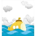 thumbnail image 3 of Ambesonne Yellow Submarine Duvet Cover Set, Wavy Sea Sky, 2-Calking, Mustard and Blue, 3 of 7