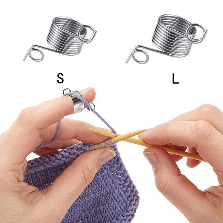 2Pcs 2 Size Metal Yarn Guide Finger Holder Knitting Thimble for Crochet  Knitting Crafts Accessories Tool 