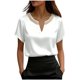 thumbnail image 3 of TaTaai Women's Loose Fit Summer Top Short Sleeve V-Neck Solid Color Pearl Accent Professional Office Casual Blouse Gift, 3 of 5