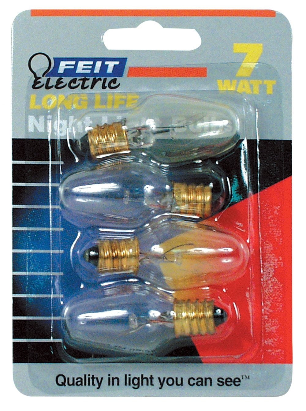 BP7C7/4 7Watt Clear Night Light Bulb, 4 Pack, 7Watt By Feit Electric