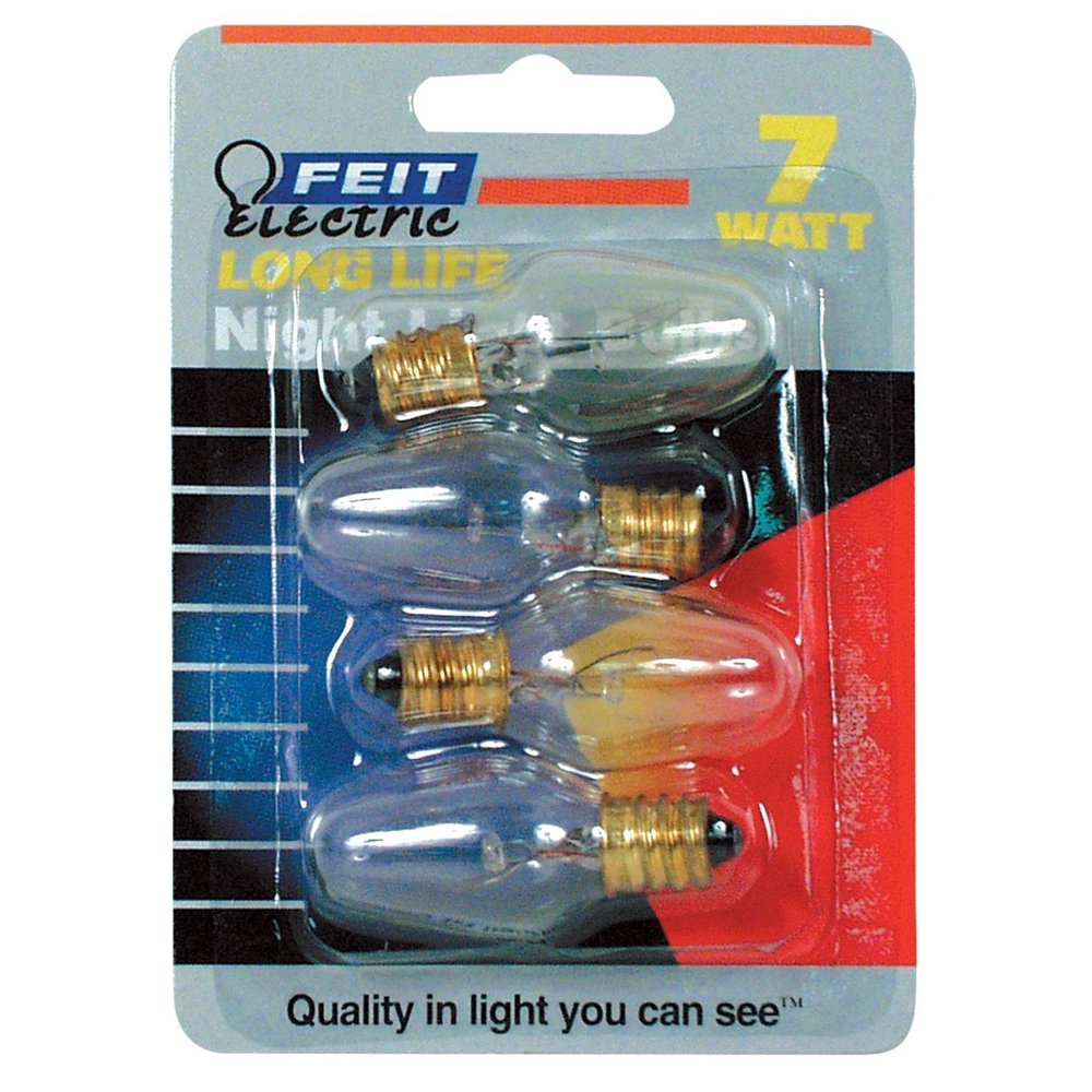 BP7C7/4 7Watt Clear Night Light Bulb, 4 Pack, 7Watt By Feit Electric