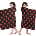thumbnail image 4 of Red Strawberry Plants Black Pattern Hooded Bath Towel，60"x35" for Ages 3 To 12 Kids, Quick Dry Lightweight Soft Microfiber Hood Beach Towel Cover Up for Kids, 4 of 7