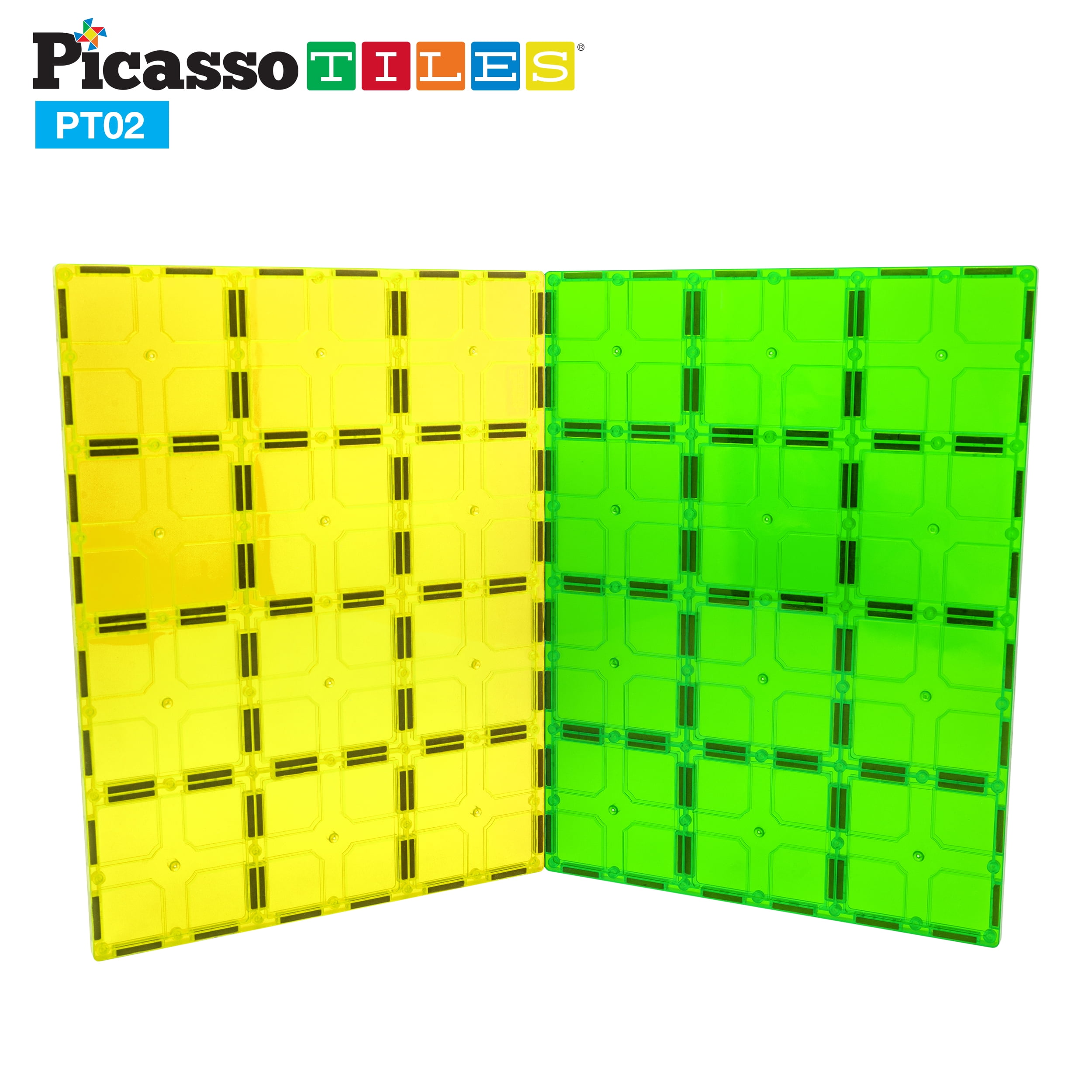PicassoTiles Magnetic Tiles 2PCS X-Large Set, STEM Building Blocks for Kids, Educational Magnet Toys, Creative Learning Construction Playset