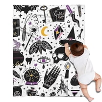 Black Halloween Witchcraft Elements Blanket,Comfortable Soft Flannel Throw Blanket,All Season,Warm Lightweight Blankets for Sofa Bed Couch Living Room Chair,30"x40"