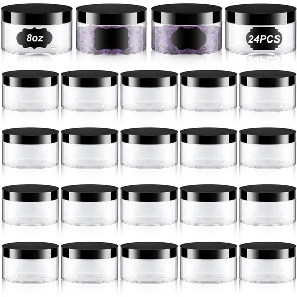 Tarro de plástico Dandat de 250 ml con tapa, 24 unidades, para cosméticos