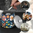 thumbnail image 4 of Yayeee Ashtray with Lid for Cigarette Smokeless Stainless Steel Home Ash Holder, Simple Floral, 4 of 7