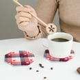thumbnail image 5 of Kdxio Heart Plaid Funny Coasters,4 Pcs Leather Coasters,Housewarming Gifts,Protect Furniture from Water Marks Scratch and Damage, 5 of 8