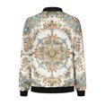 thumbnail image 4 of Fartey Womens Trendy Bomber Jackets Vintage Floral Print Coat Lightweight Thin Pocket Coats Loose Fit Full Zip Long Sleeve Jacket S-2XL, 4 of 5