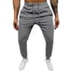 thumbnail image 1 of Pantalones de chándal con cordón para hombre: pantalones informales de cintura media con bolsillos, ajuste elástico de poliéster, ropa para entrenamiento diario, 1 of 3