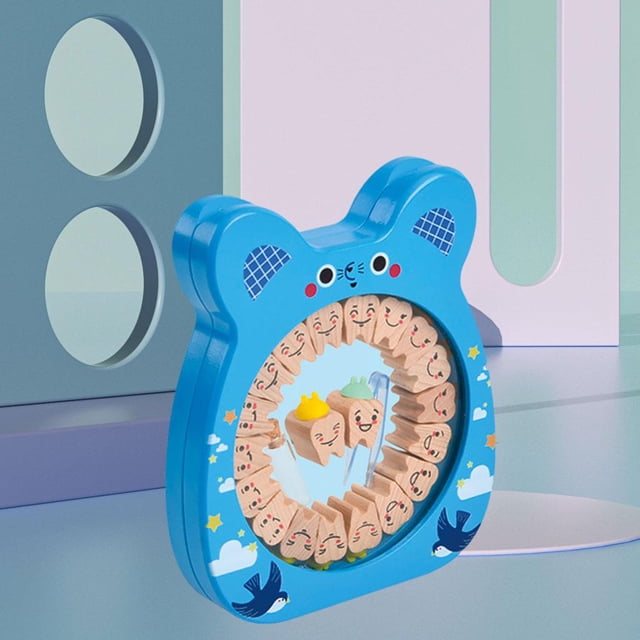 Caja de recuerdos de madera Salvador organizador de dientes de leche azul