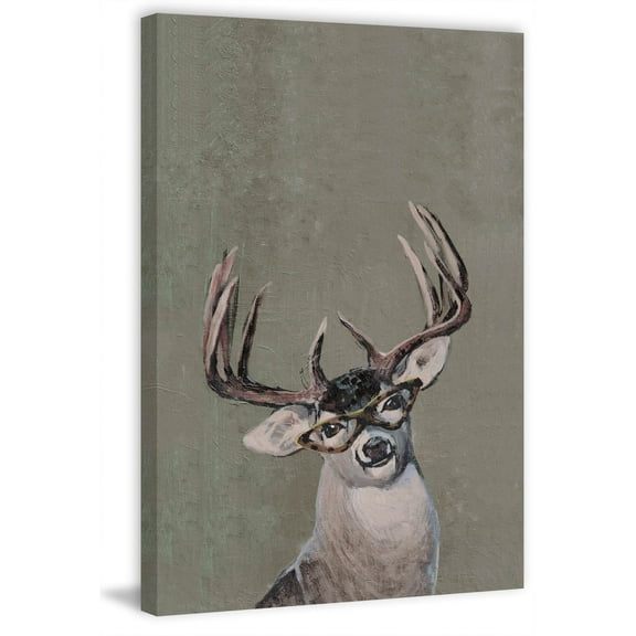 Nerdy Deer II Painting Print on Wrapped Canvas