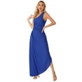 thumbnail image 3 of CHICTRY Womens One Shoulder Long Formal Dress Sleeveless Ruched Evening Ball Gown Cocktail Party Dress Blue XXL, 3 of 7