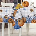 thumbnail image 4 of Fall Chinoiserie Pumpkin Rectangle Tablecloth 60x84 In, Autumn Thanksgiving Blue and White Porcelain Decorative Dining Table Cloth, Sunflower Farmhouse Dinner Tablecover Picnic Party Decoration, 4 of 6