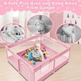thumbnail image 3 of Baby Playpen XVISHX rosa con tela y malla que no dañan la piel, 3 of 7