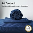thumbnail image 2 of Weddingly certified 100% Giza egyptian cotton sheets|4 piece set|Deep pocket|Extra Long staple|Sateen Weave|High fabric strength,Uniform &soft|Wrinkle free|(Split King,Navy Blue), 2 of 5