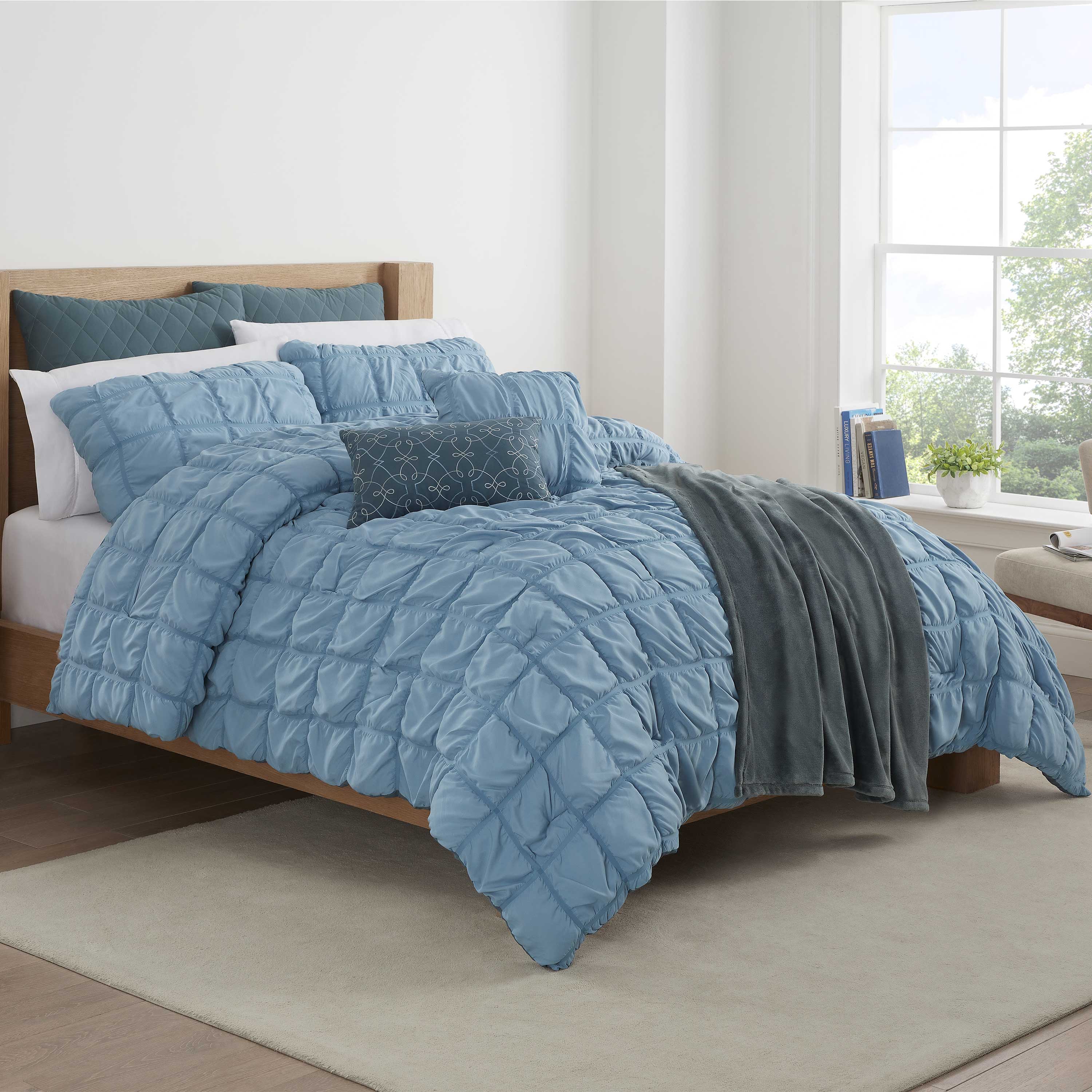 Martex Troy King Blue 8-Piece Bed in a Bag Comforter Set