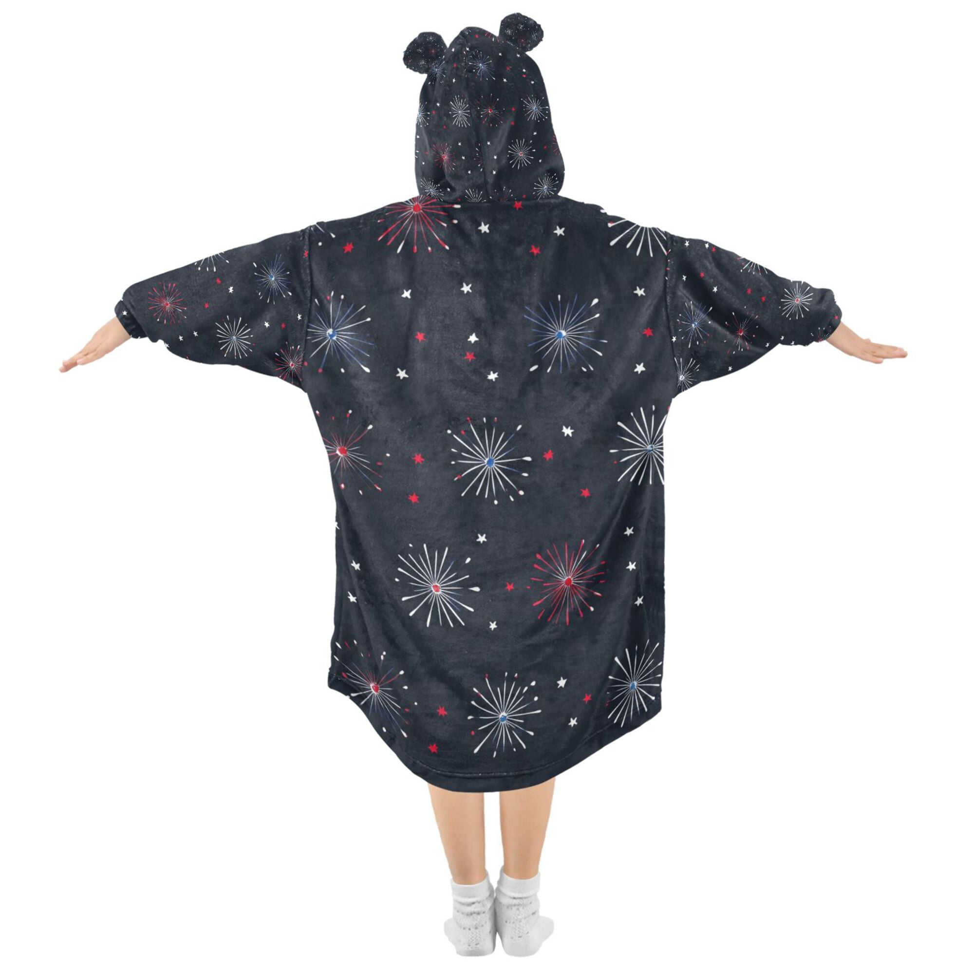 FORMRS Wearable Blanket Hoodie with Sleeves for Kids Cozy Flannel Sweatshirt, Starry Night Pattern