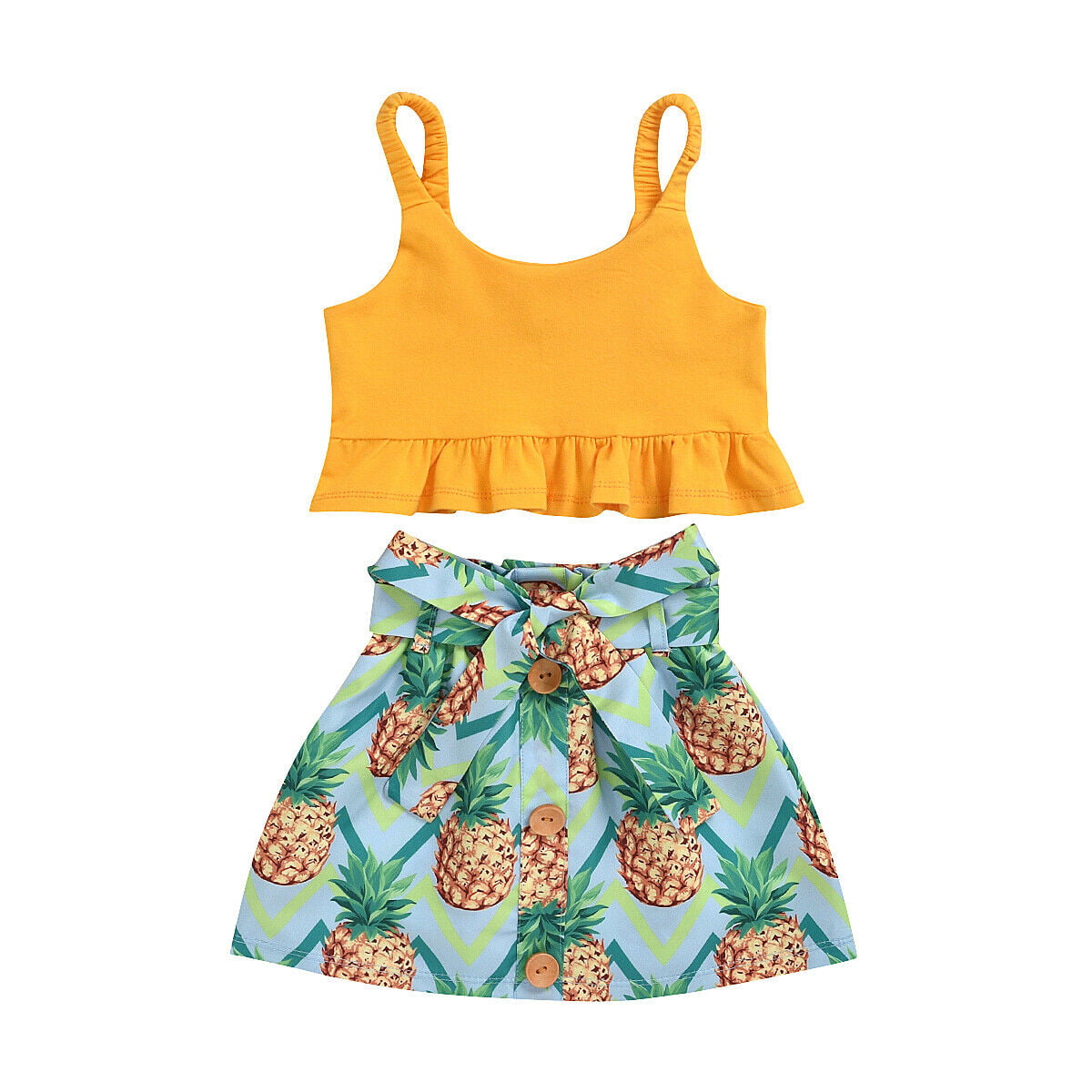 Zerototens Girls Clothes,2-7 Years Old Toddler Kids Summer Outfit Set Sleeveless Pineapple Print Vest Shirt Tops and Loose Short Pants Children Casual Outfit 