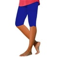 thumbnail image 2 of AKEGAMN Knee Length Capri Leggings Summer Cropped Pants Casual Solid Comfy Capris, Blue S-3XL, 2 of 5