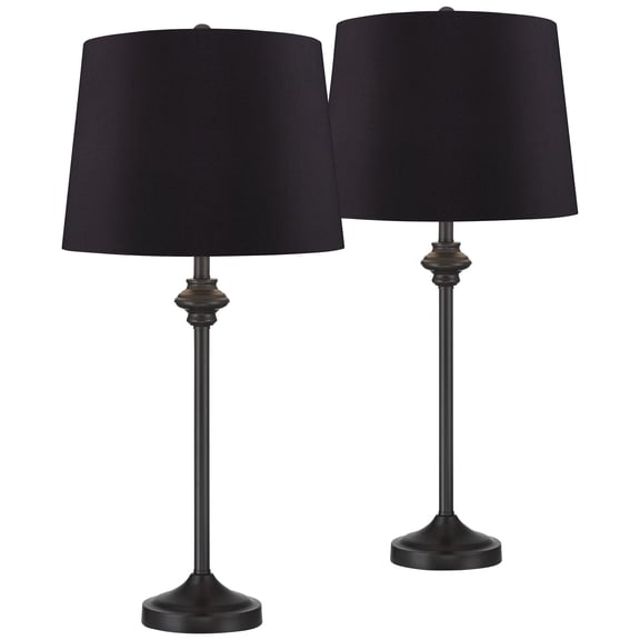 360 Lighting Lynn 26" Tall Skinny Buffet Modern Table Lamps Set of 2 Black Finish Metal Living Room Bedroom Bedside Nightstand