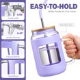 thumbnail image 7 of MUKOKO 40oz Glass Tumbler with Bamboo Lid and Straw, Glass Water Bottles with Time and Ounce Marker, Glass Cups with Handle, Iced Coffee Cup with Silicone Protective Sleeve, Purple, 7 of 7