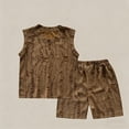 thumbnail image 5 of Asxite Boys 0-12 Years Solid Short Sleeve Crewneck Tops with Pants Vintage Loose 2 Piece Summer Set Khaki 2-3Years, 5 of 5