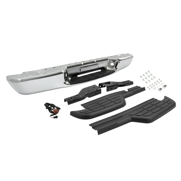 KOJEM Rear Bumper Assembly Fit for 1998-2004 Chevrolet S10 Step Bumper w/ Black Pads