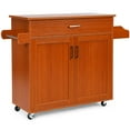 thumbnail image 1 of Giantex Kitchen Island Cart with Storage Cabinet on Wheels, Spice Rack Towel Rack & Drawer, Cherry, 1 of 8
