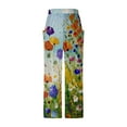thumbnail image 5 of YANHAIGONG Wide Leg Pants For Women Womens Pants Summer Women Casual Printing Pockets Elastic Mid-Waist Comfortable Wide-Legged Loose Pants, 5 of 5