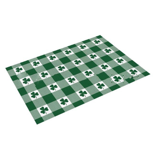Décor de Cuisine d'Halloween Napperons de la Saint-Patrick Scandinaves Irlandais Napperons Décoratifs à Carreaux Nappe Isolée Napperons en Osier Ensemble de Table Ronde pour 4, Napperons Ronds