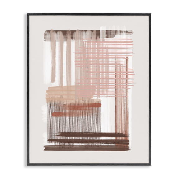 Stupell Industries Southwestern Pink & Brown Abstract Lines Black Framed Giclee Art, 16 x 20, by JJ Design House LLC