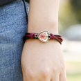 thumbnail image 4 of Pulsera unisex con patrón de corazón de piel de vaca tejida estilo punk vintage (rojo oscuro), 4 of 4