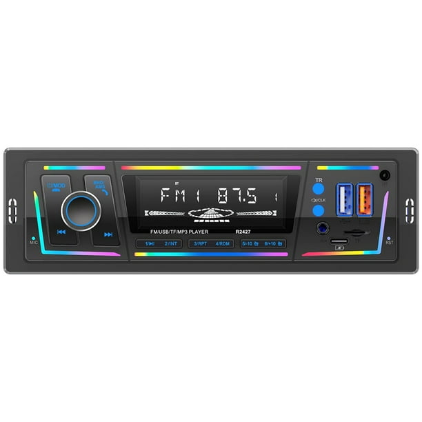 Radio para Coche con Bluetooth RDS, Puerto de Carga Tipo C, Control Remoto FM/AM, 2 USB, AUX, SD, Reproductor MP3, /EQ.