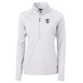 thumbnail image 2 of Women's Cutter & Buck White Tulane Green Wave Adapt Eco Knit Stretch Recycled Half-Zip Pullover Top, 2 of 3