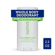 Native Whole Body Deodorant Stick, Cucumber & Mint, Aluminum Free, for Women and Men, 2.3 oz