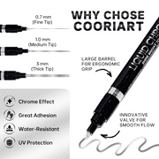 3PK Permanent Liquid Mirror Chrome Marker for Any Surface Chrome Paint Pen for Repairing, Model Painting, Marking or DIY Art Projects