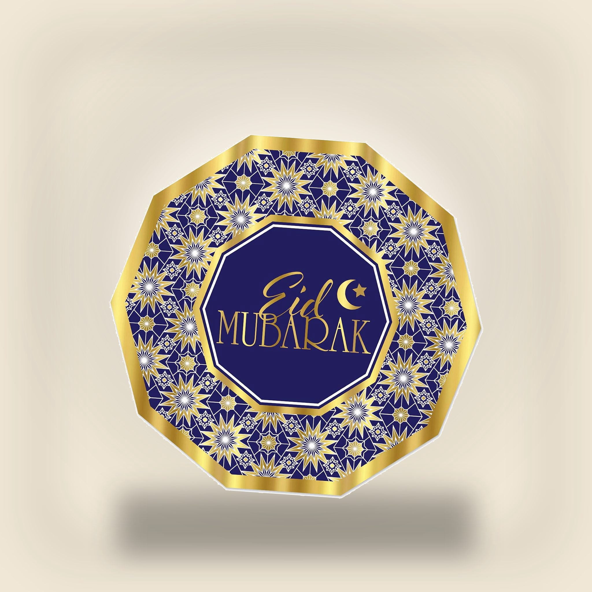 96 Pack Bulk Ramadan Theme Decagon Paper Plates 9 inch